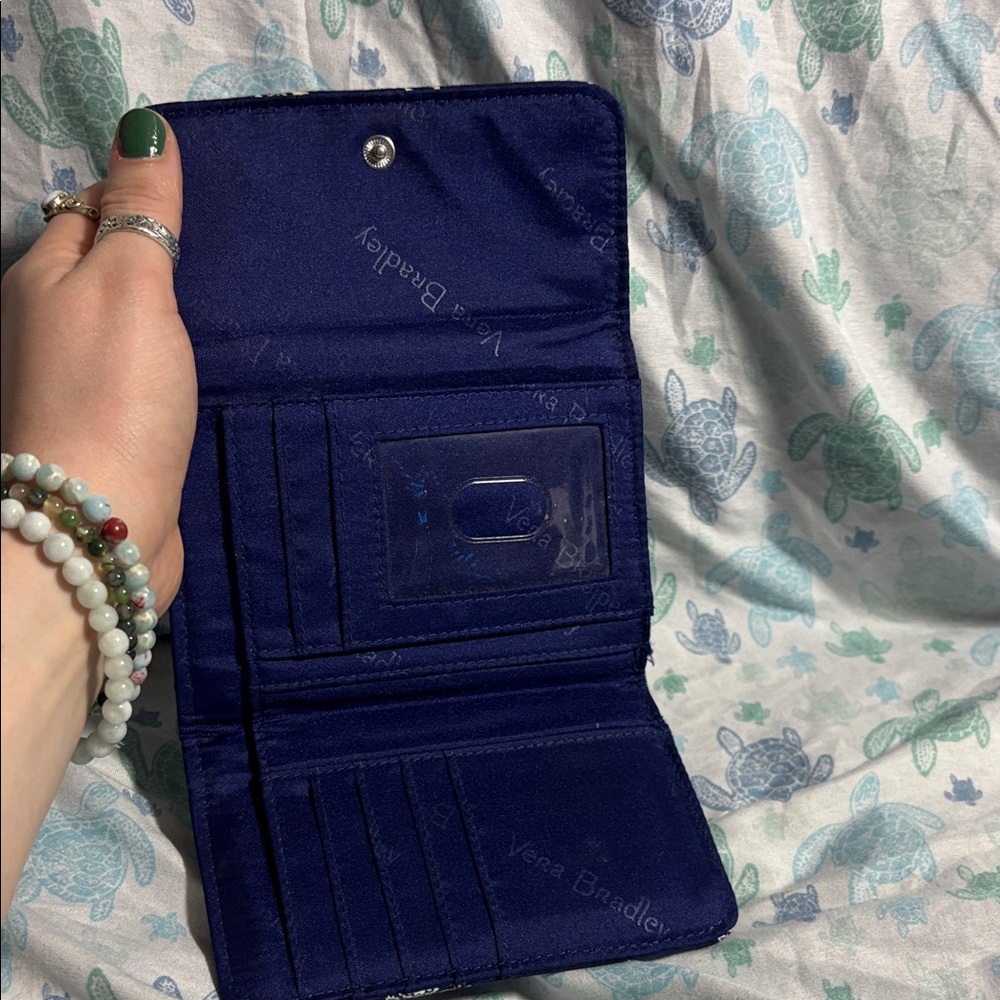 Vera Bradley Navy Turtle Print Quilted Wallet - Picture 2 of 3